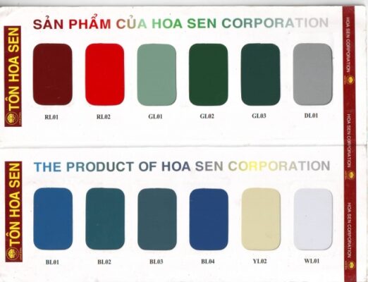 Bảng phân loại chi tiết các màu sắc tôn Hoa Sen