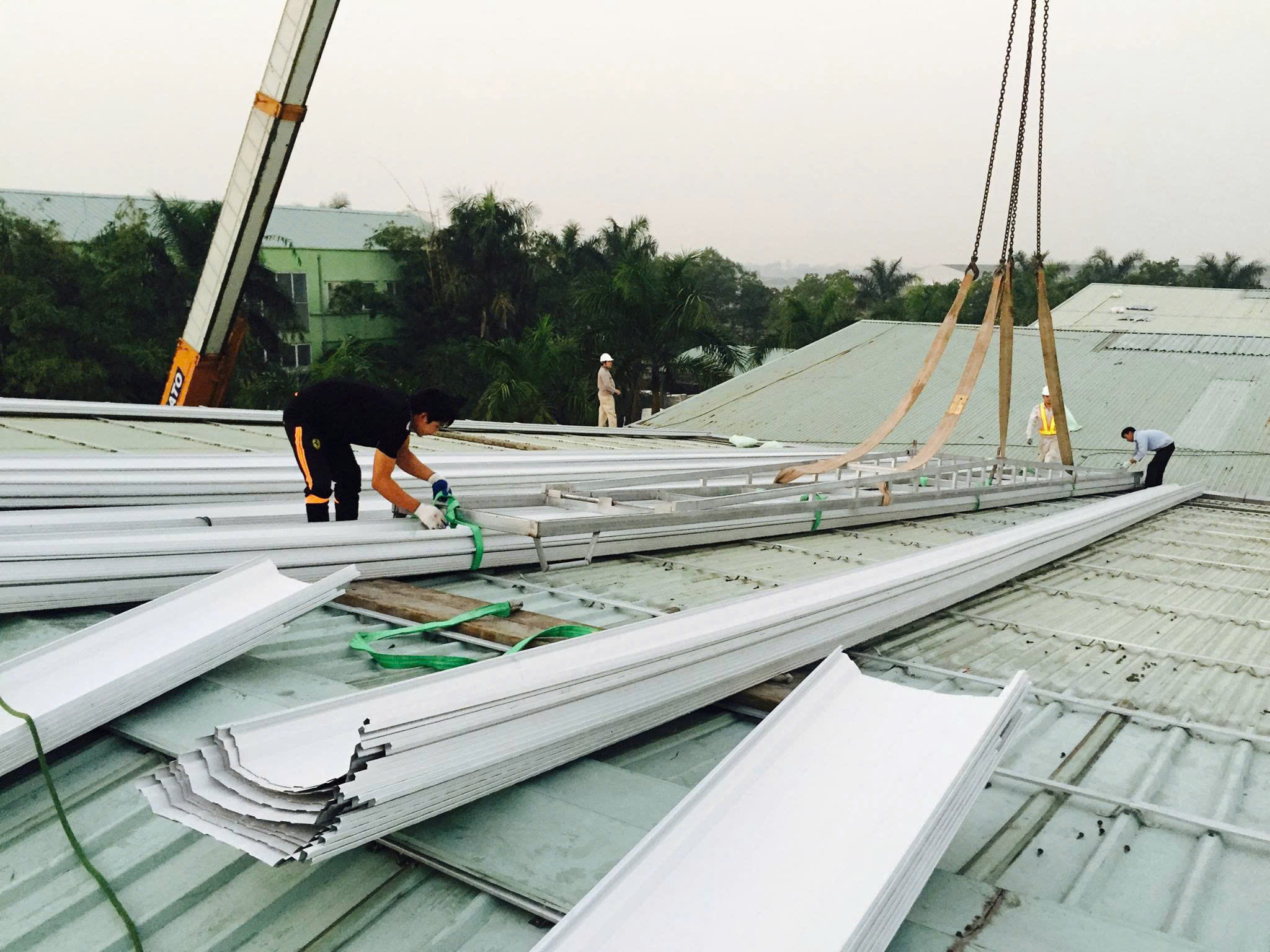 Thi công thay mới tôn Seamlock cho công xưởng dệt tại Bình Dương