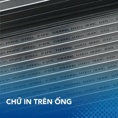 Sản phẩm sắt hộp mạ kẽm 40x80 Hòa Phát chính hãng sẽ có logo thương hiệu Hòa Phát in trên sản phẩm